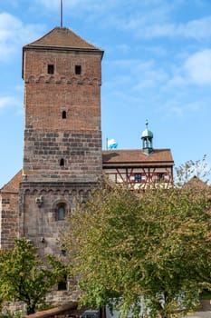 Historic tower and building of the Nuremberg castle, Bavaria, Germany  in autunm on a sunny day