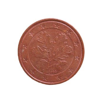 5 cents coin money (EUR), currency of European Union isolated over white background
