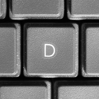 Letter D key on computer keyboard keypad