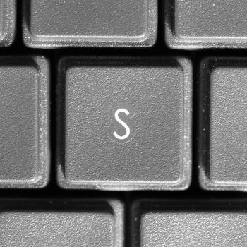 Letter S key on computer keyboard keypad