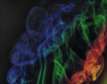 Abstract Smoke Texture Colorful Isolated Black Background.