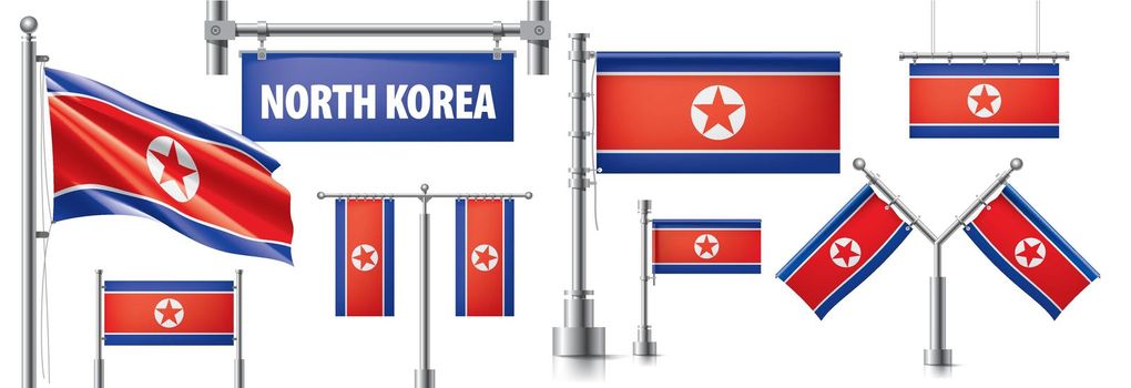 Vector set of the national flag of North Korea in various creative designs,