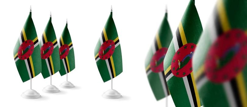 Set of Dominica national flags on a white background.