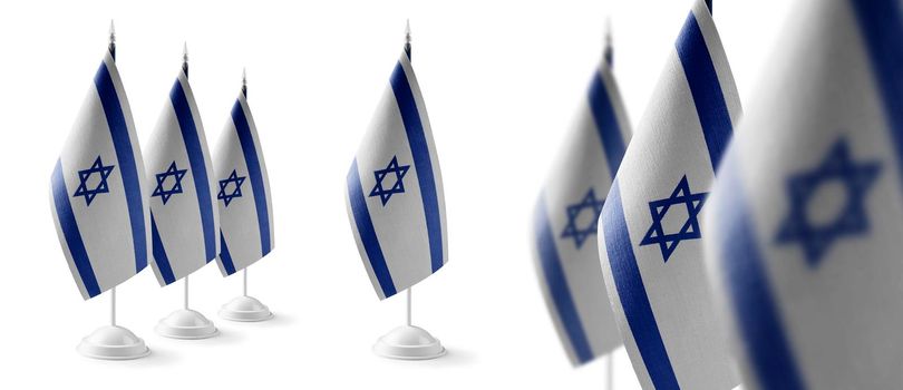 Set of Israel national flags on a white background.