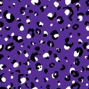 Abstract modern leopard seamless pattern. Animals trendy background. Purple and black decorative vector stock illustration for print, card, postcard, fabric, textile. Modern ornament of stylized skin.