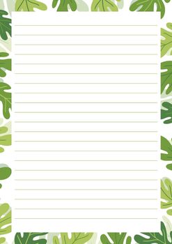 Grid paper. Abstract striped background with color horizontal lines. Printing paper note on floral background. Optimal A4 size. Geometric pattern for school, copybooks, notebooks, diary, notes, books