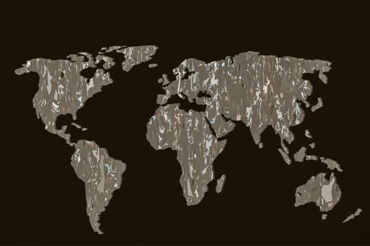 Roughly outlined world map with a colorful background patterns