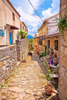 Town of Hum colorful old stone street, Istria region of Croatia