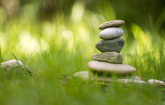 Close up of stone cairn, metaphor for balance, spirituality and relaxation