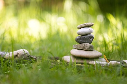 Close up of stone cairn, metaphor for balance, spirituality and relaxation