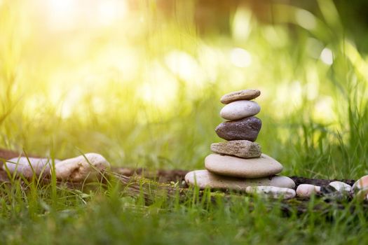 Close up of stone cairn, metaphor for balance, spirituality and relaxation