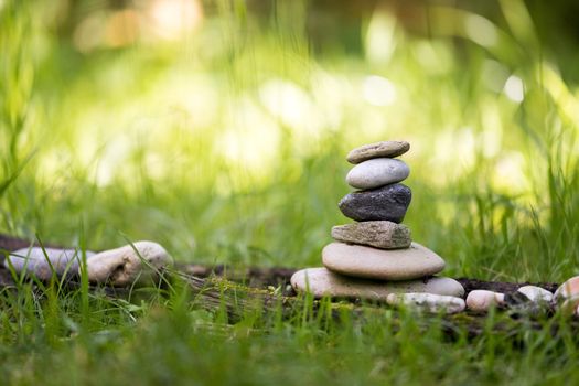 Close up of stone cairn, metaphor for balance, spirituality and relaxation