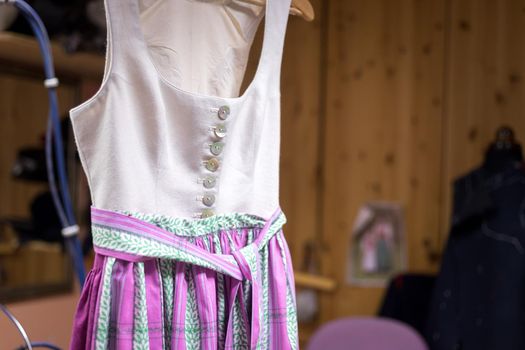 Dirndl dress in a dressmakers workshop