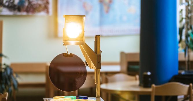 Vintage overhead projector in elementary school