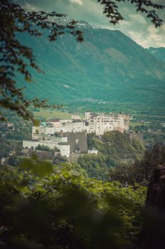 Hohensalzburg fortress, captured from the Kapuzinerberg. Spring time.