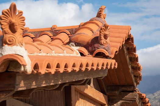 Beautiful roof decoration in Malia, Crete, Greece