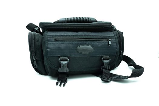 Comfortable roomy camera bag isolated in the white background