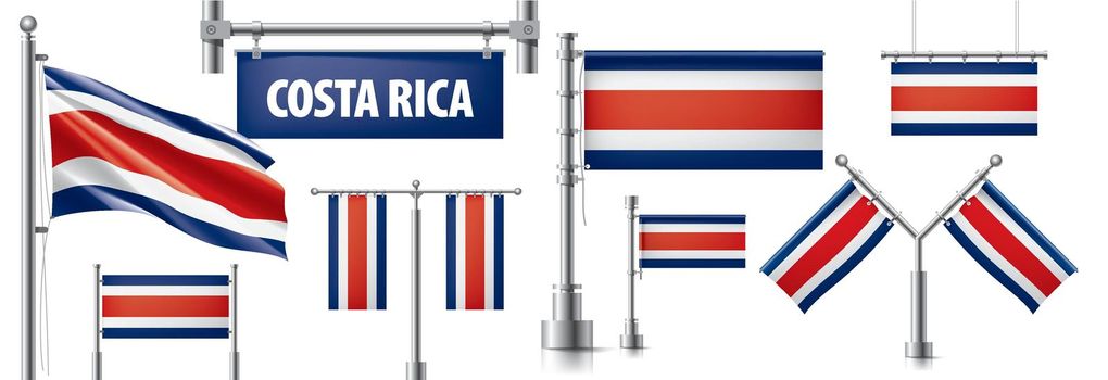 Vector set of the national flag of Costa Rica in various creative designs.