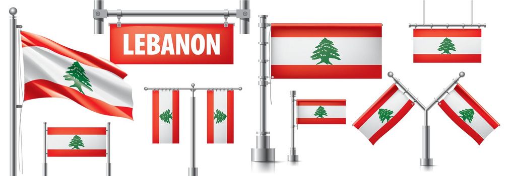 Vector set of the national flag of Lebanon in various creative designs.