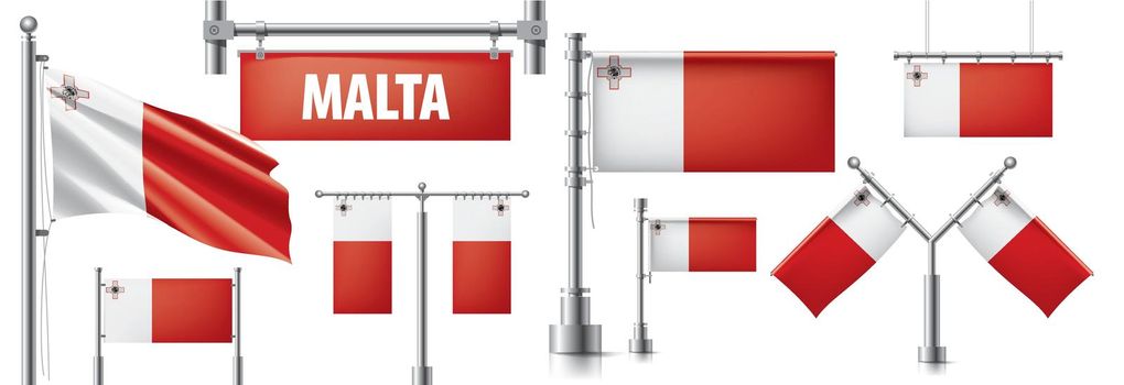 Vector set of the national flag of Malta in various creative designs.