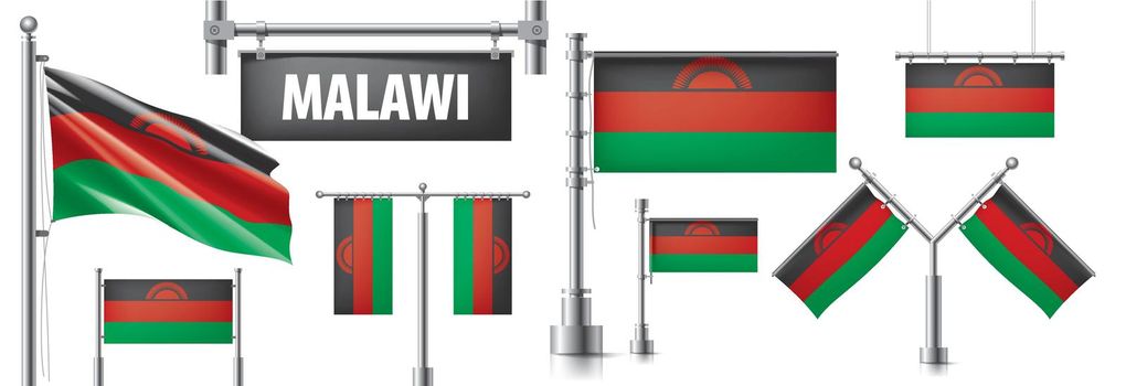 Vector set of the national flag of Malawi in various creative designs.