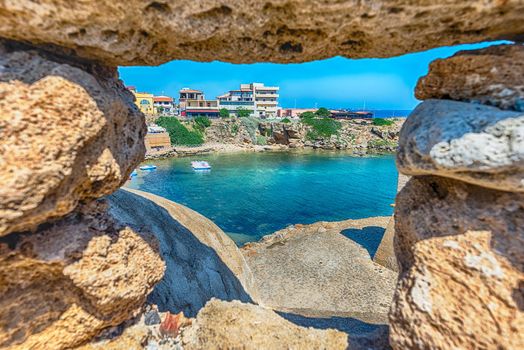 View over the town of Isola di Capo Rizzuto on the Ionian Sea, Calabria, Italy