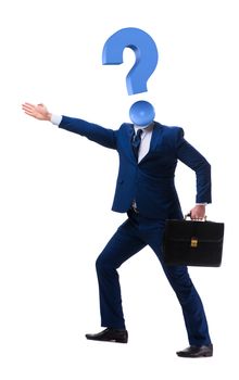 Businessman with question mark instead of head