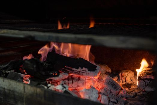 Embers lit in the oven.
