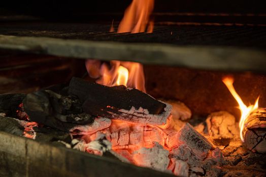 Embers lit in the oven.