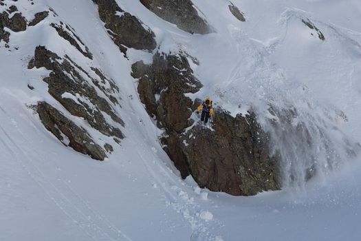 Ordino Arcalis, Andorra: 2021 February 24: Dani Fornell in action at the Freeride World Tour 2021 Step 2 at Ordino Alcalis in Andorra in the winter of 2021.