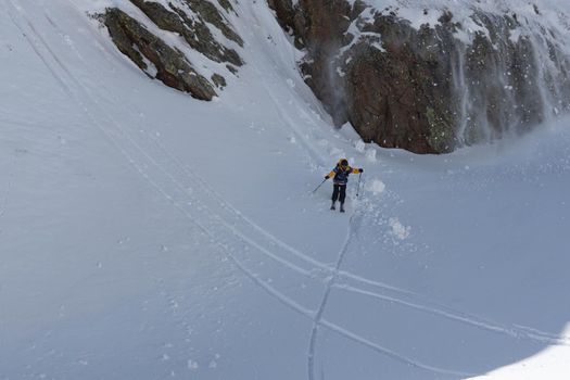 Ordino Arcalis, Andorra: 2021 February 24: Dani Fornell in action at the Freeride World Tour 2021 Step 2 at Ordino Alcalis in Andorra in the winter of 2021.