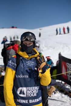 Ordino Arcalis, Andorra: 2021 February 24: Reine Bakerded in action at the Freeride World Tour 2021 Step 2 at Ordino Alcalis in Andorra in the winter of 2021.