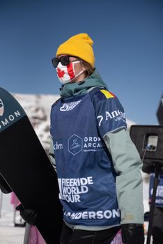 Ordino Arcalis, Andorra: 2021 February 24: S. Andersson in action at the Freeride World Tour 2021 Step 2 at Ordino Alcalis in Andorra in the winter of 2021.