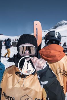 Ordino Arcalis, Andorra: 2021 February 24: Marion Haerty in action at the Freeride World Tour 2021 Step 2 at Ordino Alcalis in Andorra in the winter of 2021.