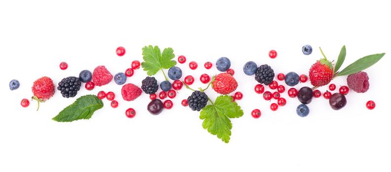 berry mix isolated on a white background.