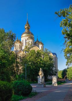 Cherkasy, Ukraine 07.12.2020. St. Michaels Cathedral in Cherkasy, Ukraine, on a sunny summer morning