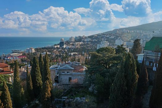 Urban landscape with views of buildings and streets. Yalta, Crimea