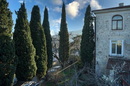 Urban landscape with views of buildings and streets. Yalta, Crimea