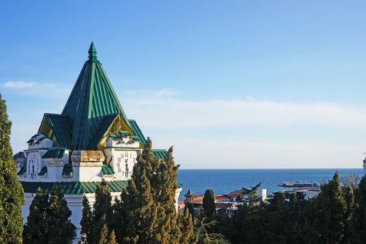 Urban landscape with a view of the buildings and sights of Yalta, Crimea