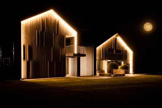 Houses with night illumination at the migdnight