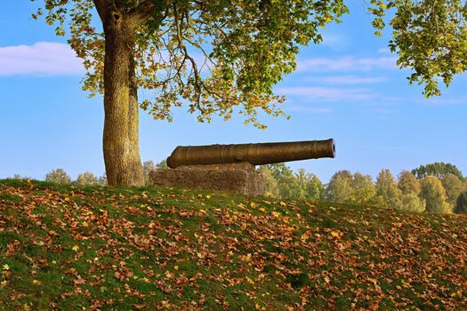 Old cannon on the ramparts, Bauska, Latvia