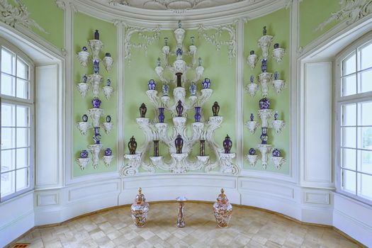 RUNDALE, LATVIA - November 09, 2020: The Oval Porcelain Cabinet of Rundale Palace