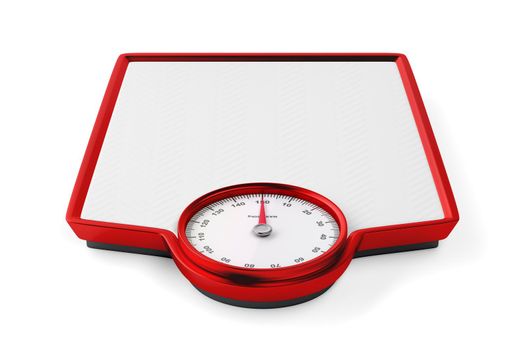 Analog weight scale on white background