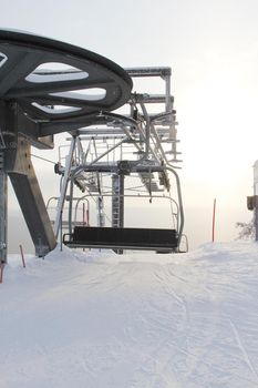 Ski resort Mratkino in winter view on chair lift