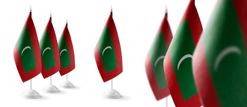 Set of Maldives national flags on a white background.