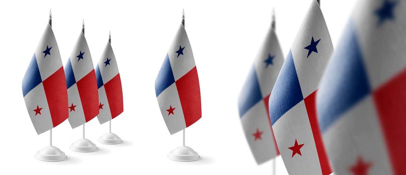 Set of Panama national flags on a white background.