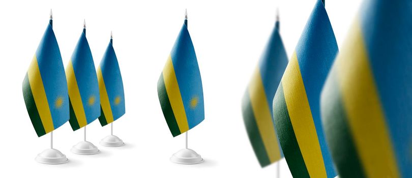 Set of Rwanda national flags on a white background.