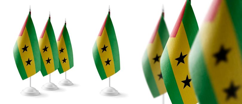 Set of Sao Tome and Principe national flags on a white background.