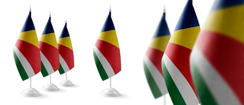 Set of Seychelles national flags on a white background.