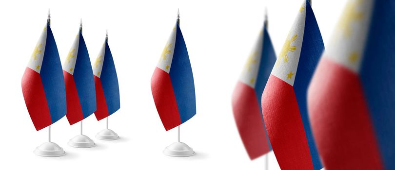 Set of Philippines national flags on a white background.